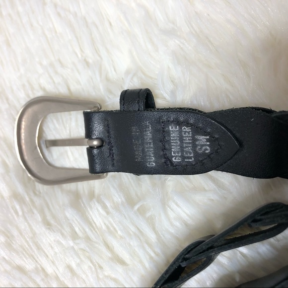 Black Genuine Woven Leather Belt - Picture 3 of 3